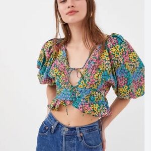 *NEW* FOR LOVE & LEMONS RUTH DITZY FLORAL RAINBOW CROP TOP XS